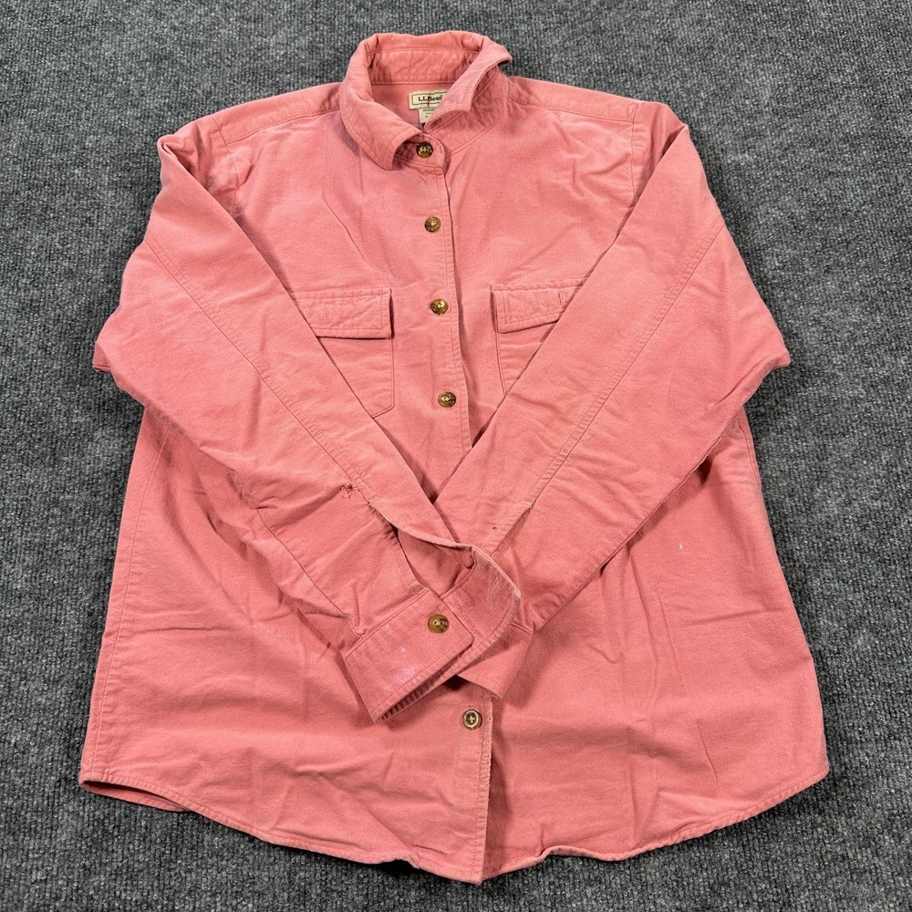 L.L. Bean Button Up Shirt Womens Small Pink Fair Cotton Twill Long Sleeve 0FCK1